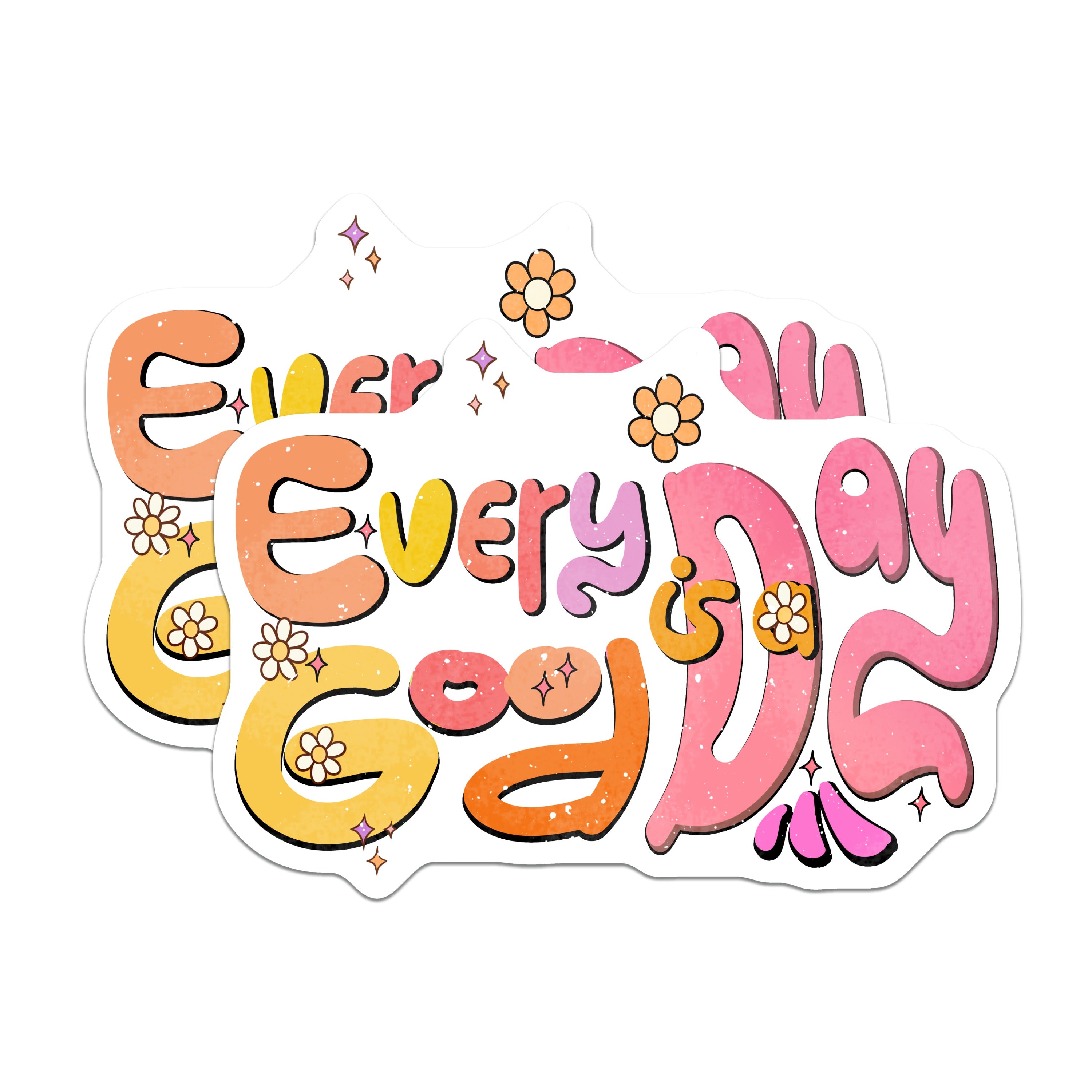 (2 Pack) Everyday is Good Day Magnets - Retro Affirmation - Boho Flower Decor - 5 Inches On Longest Side - Thick Durable Magnet - Made in USA - MAG39695