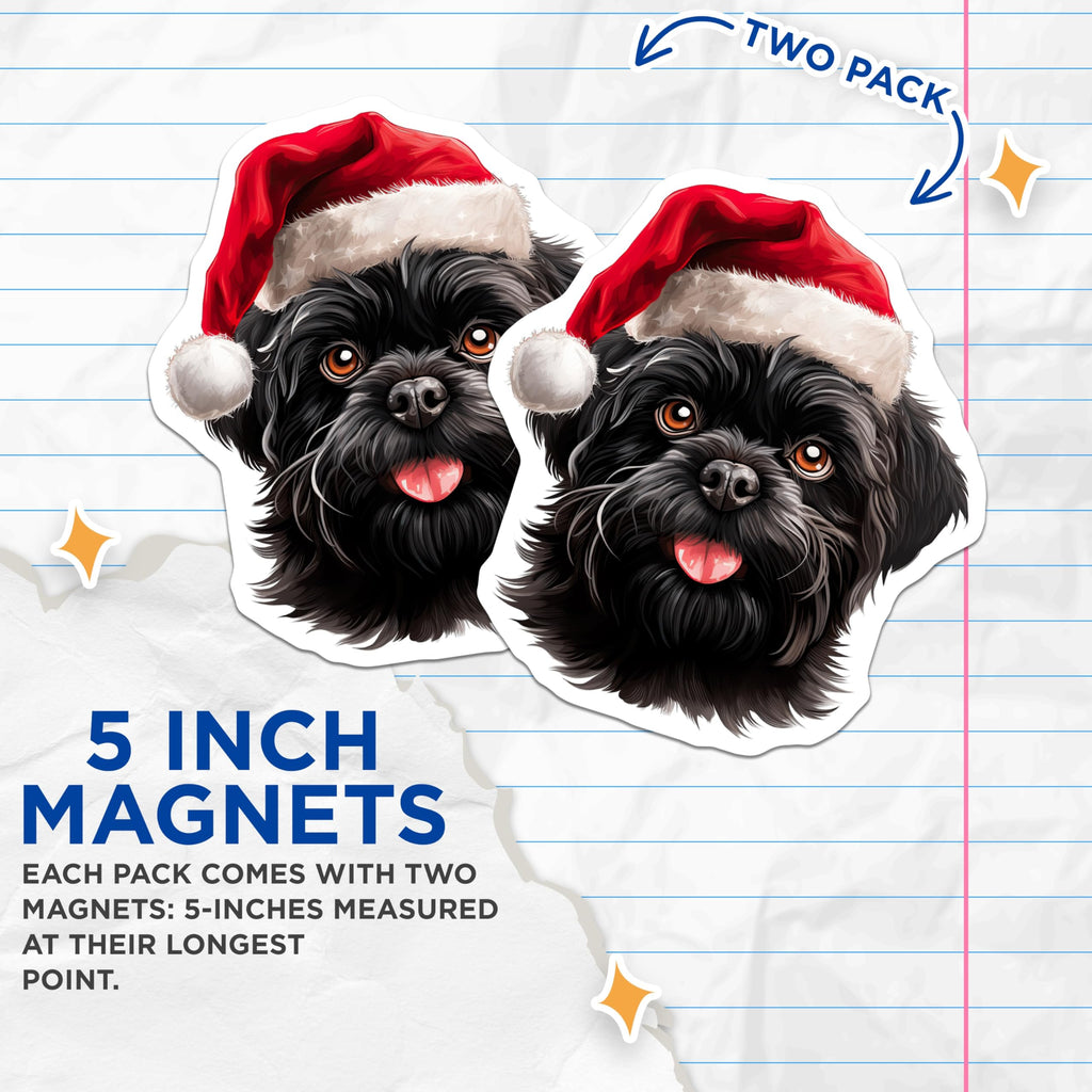 (2 Pack) Santa Dog Magnets - Christmas Brussels Griffon - Festive Pet Lover Decor - 5 Inches On Longest Side - Thick Durable Magnet - Made in USA - MAG25215