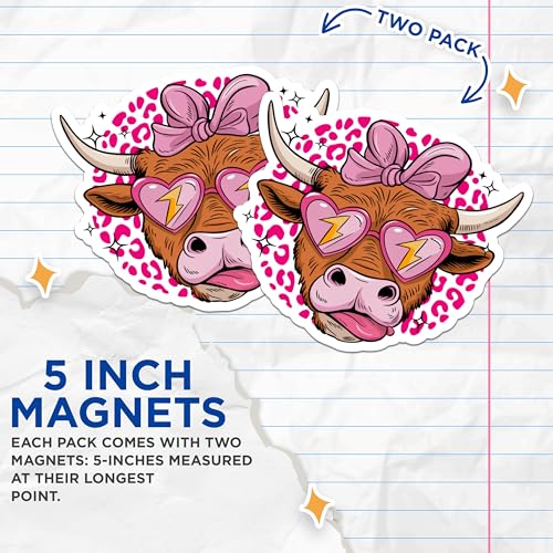 (2 Pack) Cute Cow Magnets - Funny Animal Magnets - Kitchen Refrigerator Magnets for Kids- 5" On Longest Side - for Fridges, Toolboxes, Cars - Made in USA - MAG2955