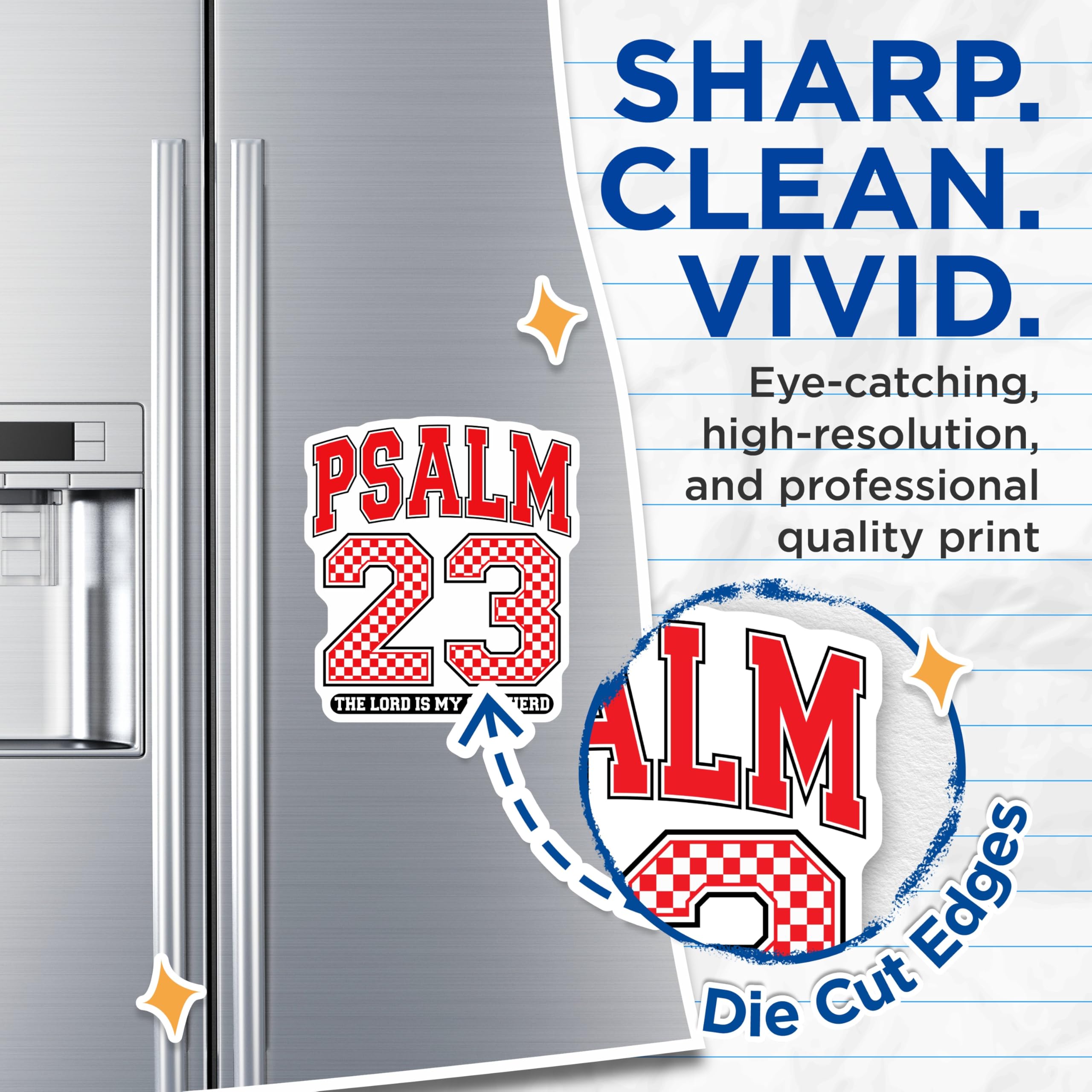 (2 Pack) Psalm 23 Magnets - Lord My Shepherd - Bible Verse Faith Decor - Christian Inspirational Quote - 5 Inches On Longest Side - Thick Durable Magnet - Made in USA - MAG25444