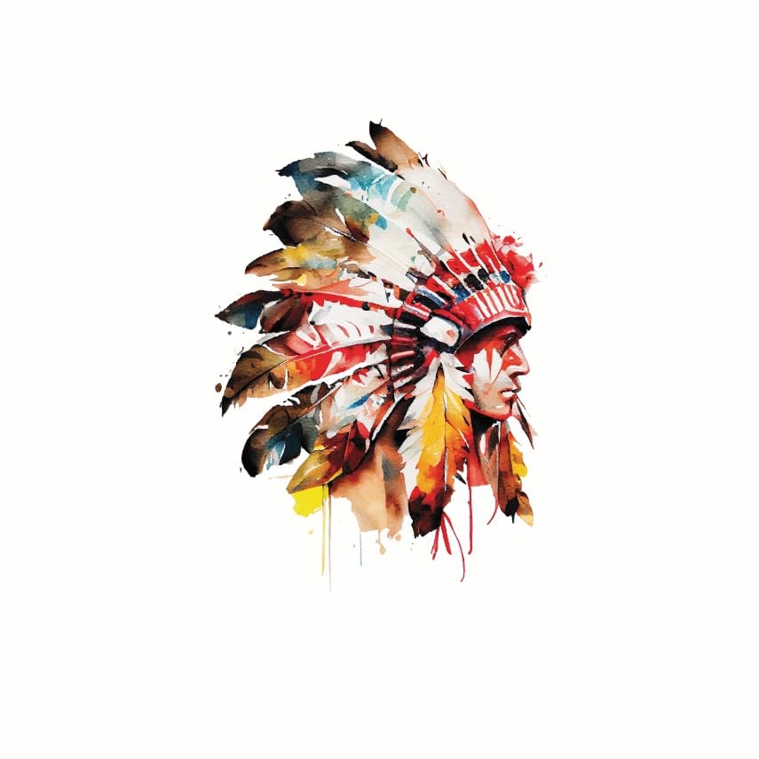 (3 Pack) Native American Decals - Watercolor Chief - Laptop Stickers - 3 Inches On Longest Side - Easy Peel & Apply - Made in USA - 3MCS7782
