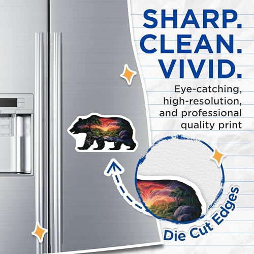 (2 Pack) Bear Silhouette Art Magnets - Scenic Nature Artwork - Wildlife Animal Decor - 5" On Longest Side - for Cars, Fridges, Toolboxes - Made in USA - MAG6871
