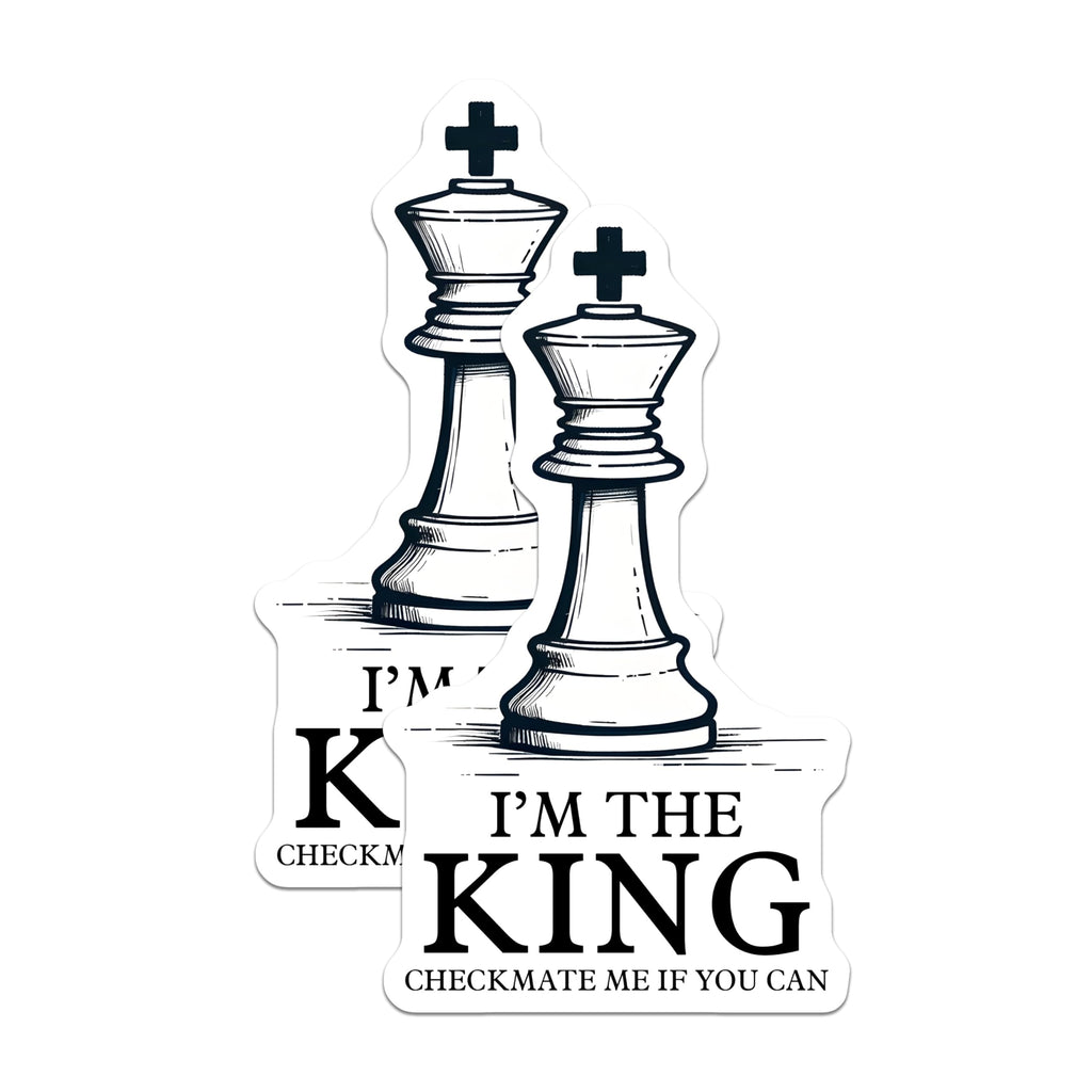 (2 Pack) Chess King Stickers - Funny Chess Quotes Stickers - Checkmate Me If You Can Stickers - 5" On Longest Side - Sticks to Any Smooth Flat Surface - Made in USA - BMCS3188