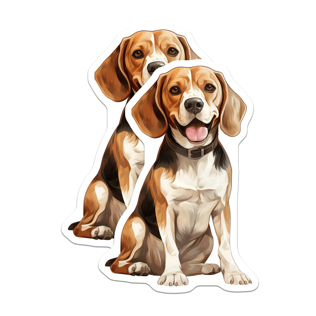 (2 Pack) Adorable Beagle Dog Magnets - Smiling Hound Puppy Illustration - Home Kitchen Office Refrigerator Decor - 5 Inches On Longest Side - Thick Durable Magnet - Made in USA - MAG24301