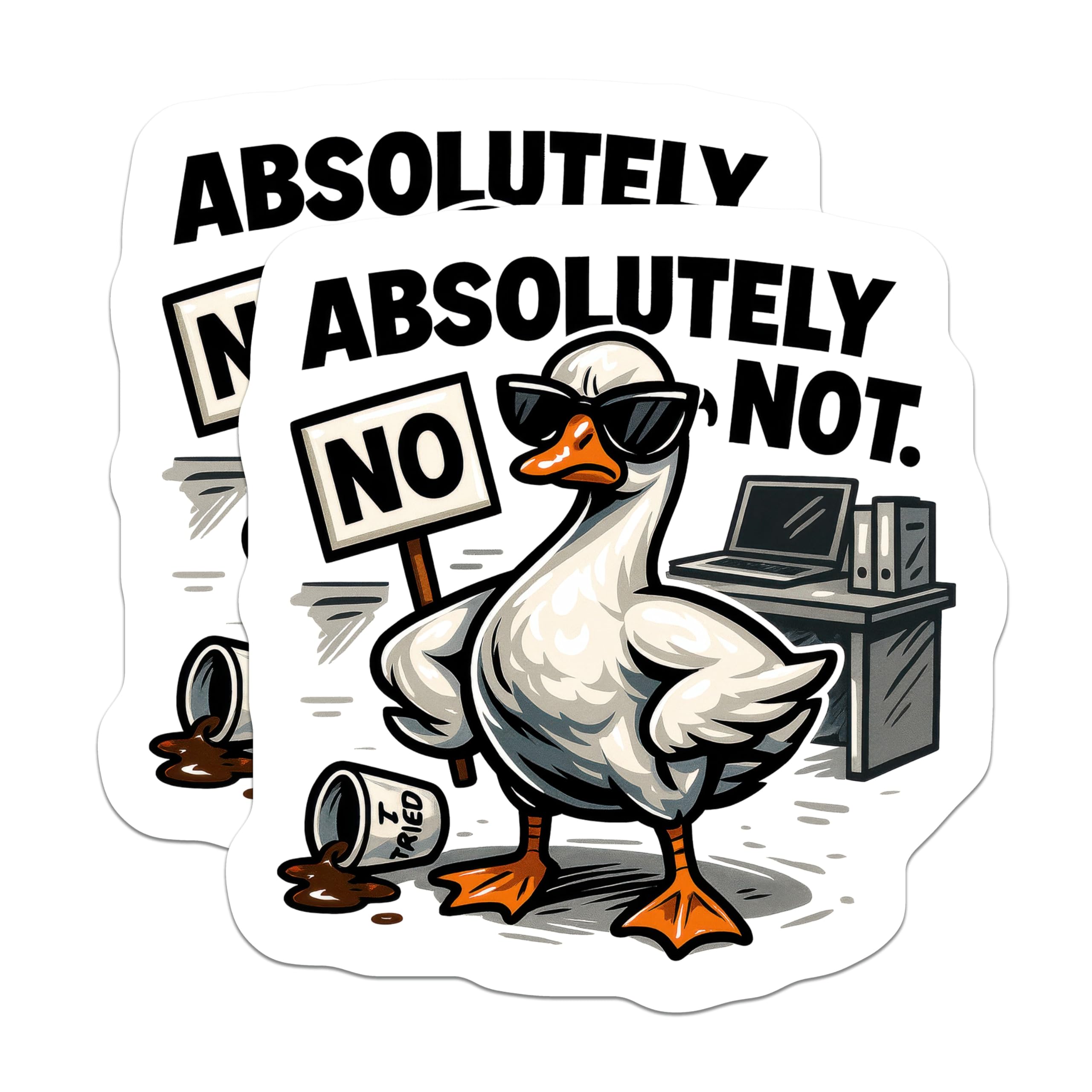 (2 Pack) Absolutely Not Goose Magnets - Sarcastic Humor Work Desk Decor - Funny Spilled Coffee I Tried Magnet - 5 Inches On Longest Side - Thick Durable Magnet - Made in USA - MAG21483