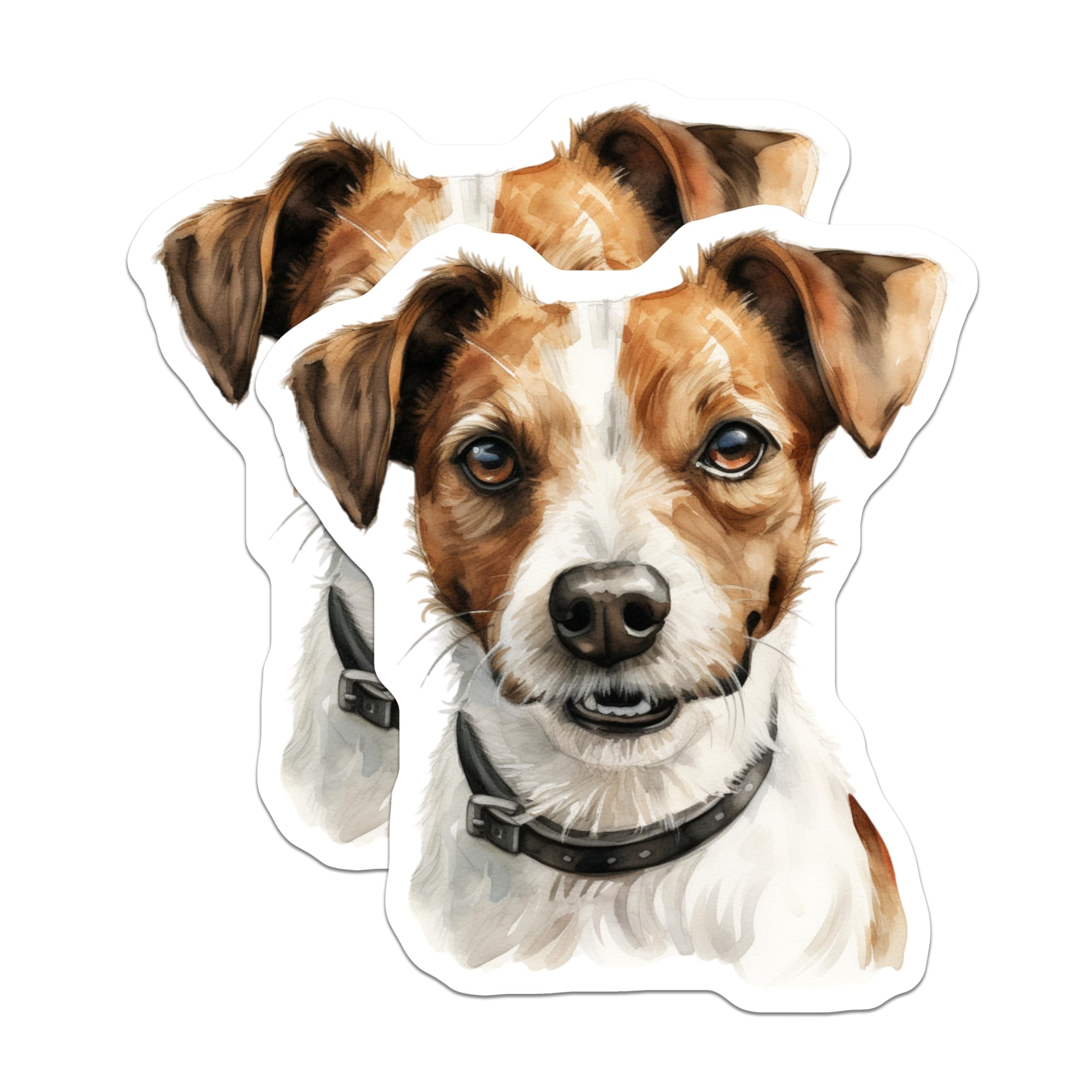 (2 Pack) Jack Russell Terrier Magnets - Watercolor Dog Art - Pet Lover Fridge Locker Kitchen Decor - 5 Inches On Longest Side - Thick Durable Magnet - Made in USA - MAG27177
