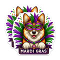 (2 Pack) Mardi Gras Dog Magnets - Corgi Party - Festive Decor Fridge Magnets - 5" On Longest Side - Premium Magnet - for Cars, Refrigerators, Toolboxes, Lockers - Made in USA - MAG14417