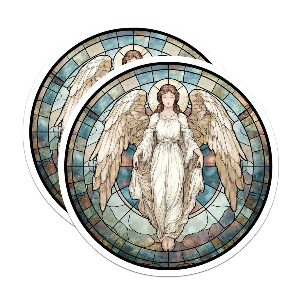 (2 Pack) Angel Magnets - Stained Glass Art - Spiritual Fridge Decor - 5" On Longest Side - Premium Magnet - for Cars, Refrigerators, Toolboxes, Lockers - Made in USA - MAG15994