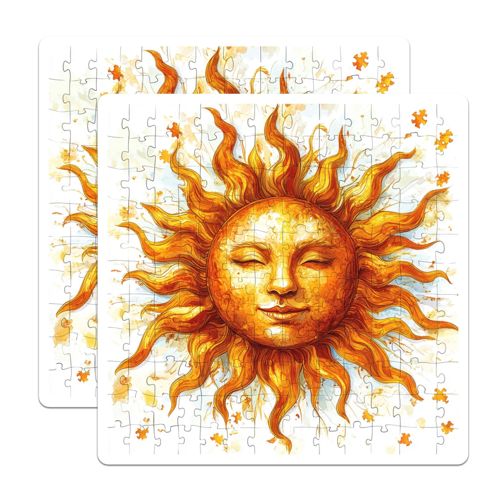 (2 Pack) Celestial Sun Magnets - Puzzle Piece Art - Boho Home Decor Display - 5 Inches On Longest Side - Thick Durable Magnet - Made in USA - MAG25222