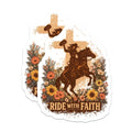 (2 Pack) Ride with Faith Magnets - Cowgirl Horse Christian Decor - Western Inspirational Boho Country - 5 Inches On Longest Side - Thick Durable Magnet - Made in USA - MAG37784