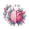 (2 Pack) Brain Heart Magnets - Logic Emotion Duality Art - Mental Health Science Decor - Refrigerator Locker Accent - 5 Inches On Longest Side - Thick Durable Magnet - Made in USA - MAG19529