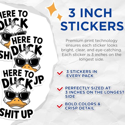 (3 Pack) Funny Duck Decals - Sarcastic Duck Stickers - Laptop Decals - 3 Inches On Longest Side - Easy Peel & Apply - Made in USA - 3MCS8303