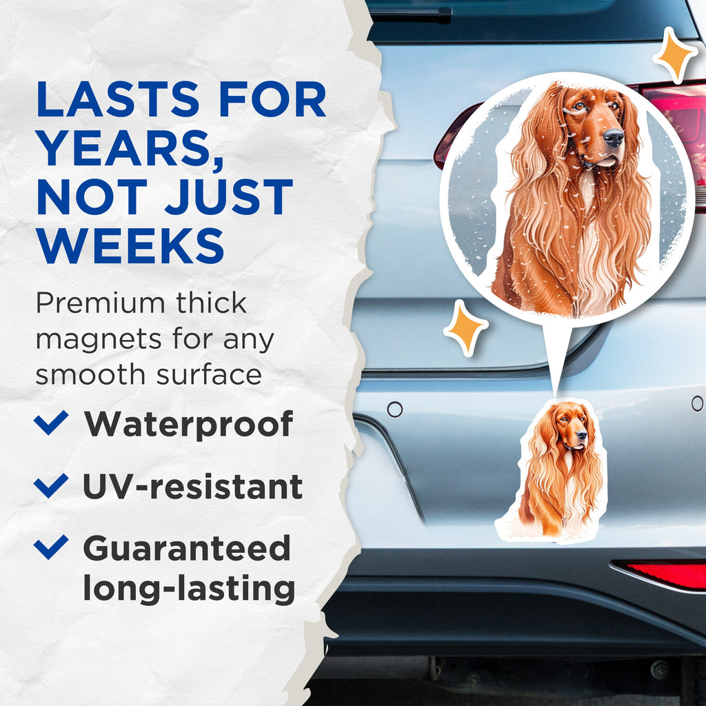 (2 Pack) Irish Setter Dog Magnets - Pet Owner Home Decor - Animal Portrait Art - 5 Inches On Longest Side - Thick Durable Magnet - Made in USA - MAG37680
