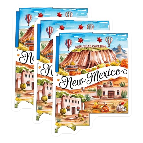 (3 Pack) New Mexico Decals - Carlsbad Caverns - NM Laptop Decal- 3 Inches On Longest Side - Easy Peel & Apply - Made in USA - 3MCS5059