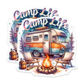 (2 Pack) Camp Life Stickers - Camping Adventure - Outdoor Camper - Summer Campfire - 5" On Longest Side - Sticks to Smooth Flat Surfaces - Made in USA - BMCS6677