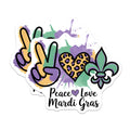 (2 Pack) Mardi Gras Magnets - Peace Love Leopard Heart - Fleur de Lis Refrigerator Decor - 5" On Longest Side - Premium Magnet - for Cars, Refrigerators, Toolboxes, Lockers - Made in USA - MAG14845