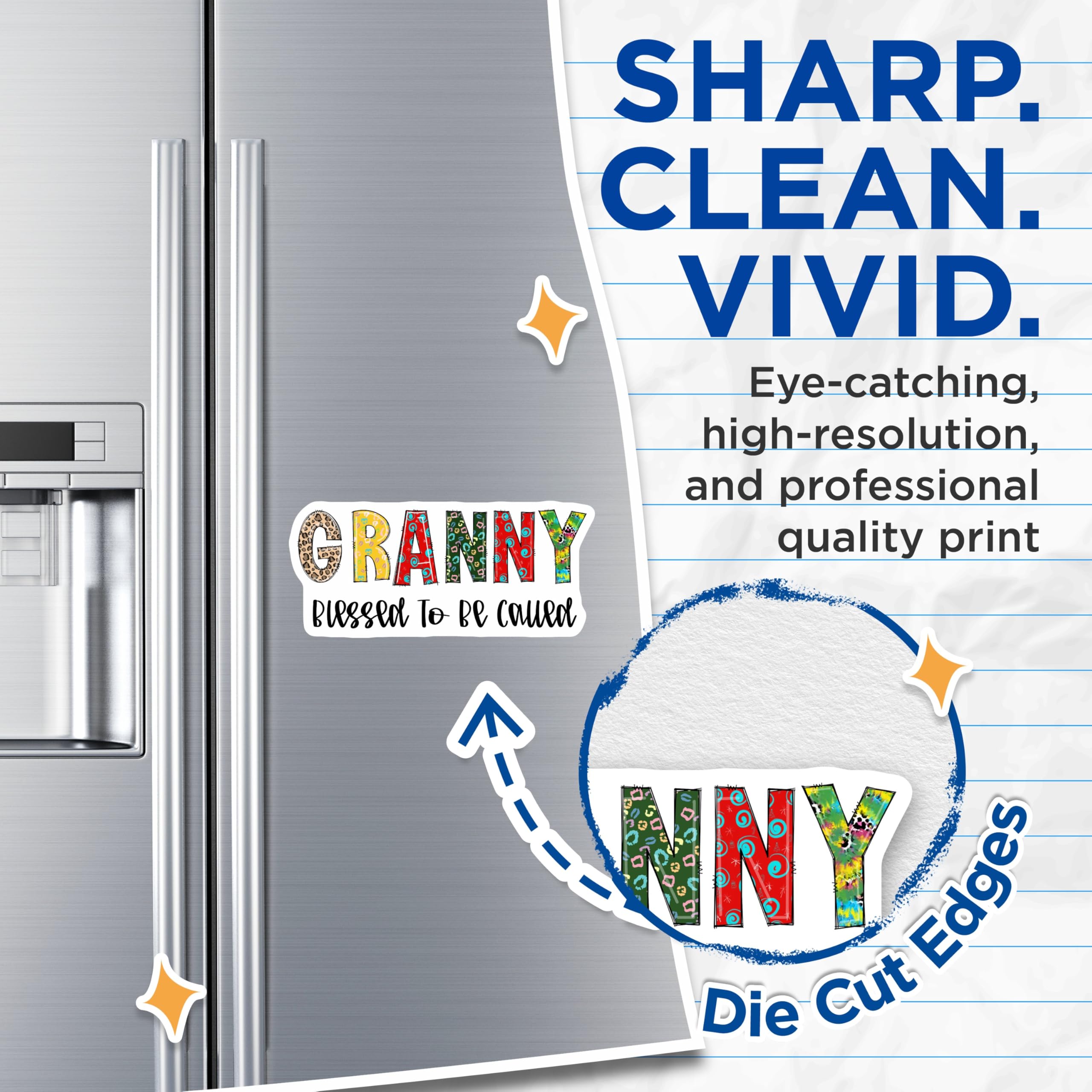 (2 Pack) Granny Blessed Magnets - Colorful Granny - Grandmother Accessory - 5" On Longest Side - Premium Magnet - for Cars, Refrigerators, Toolboxes, Lockers - Made in USA - MAG15487