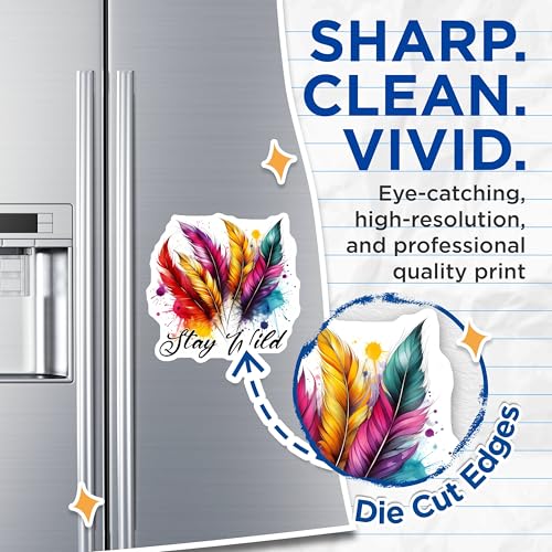 (2 Pack) Stay Wild Magnets - Feather Design - Vibrant Colors - 5" On Longest Side - for Cars, Fridges, Toolboxes - Made in USA - MA