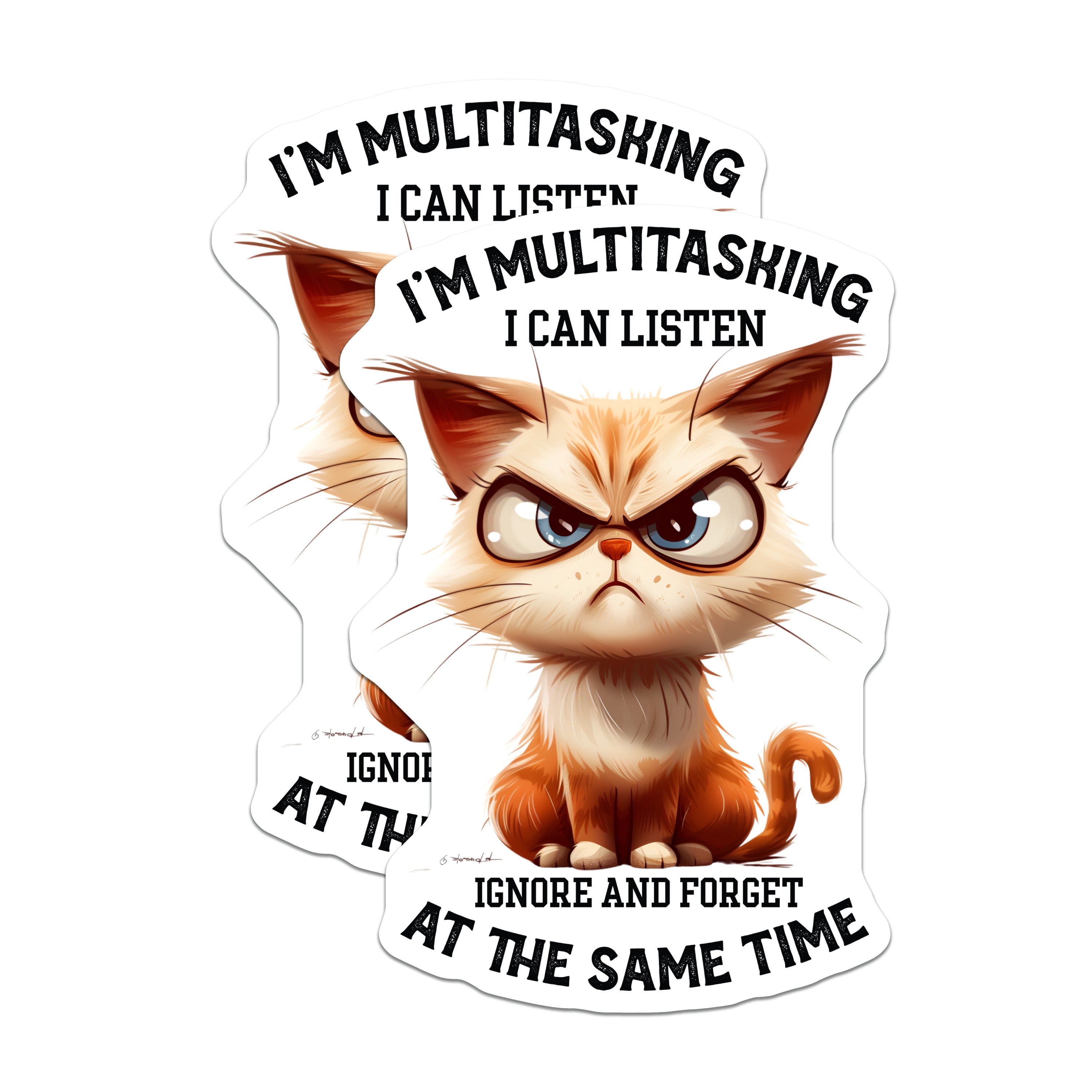 (2 Pack) Grumpy Cat Multitasking Magnets - Funny Sarcastic Kitten - Pet Lover Fridge Decor - 5 Inches On Longest Side - Thick Durable Magnet - Made in USA - MAG36500