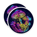 (2 Pack) Neon Mushroom Stickers - Psychedelic Fungi Art - Trippy Mushroom Decal - Vibrant Mushroom Stickers - 5" On Longest Side - Sticks to Smooth Flat Surfaces - Made in USA - BMCS7192