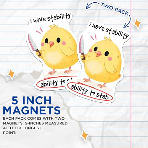 (2 Pack) Funny Chicken Magnets - Cute Animal Magnets - Humorous Kitchen Decor Magnets - 5" On Longest Side - for Cars, Refrigerators, Toolboxes, Lockers - Made in USA BMCS3313