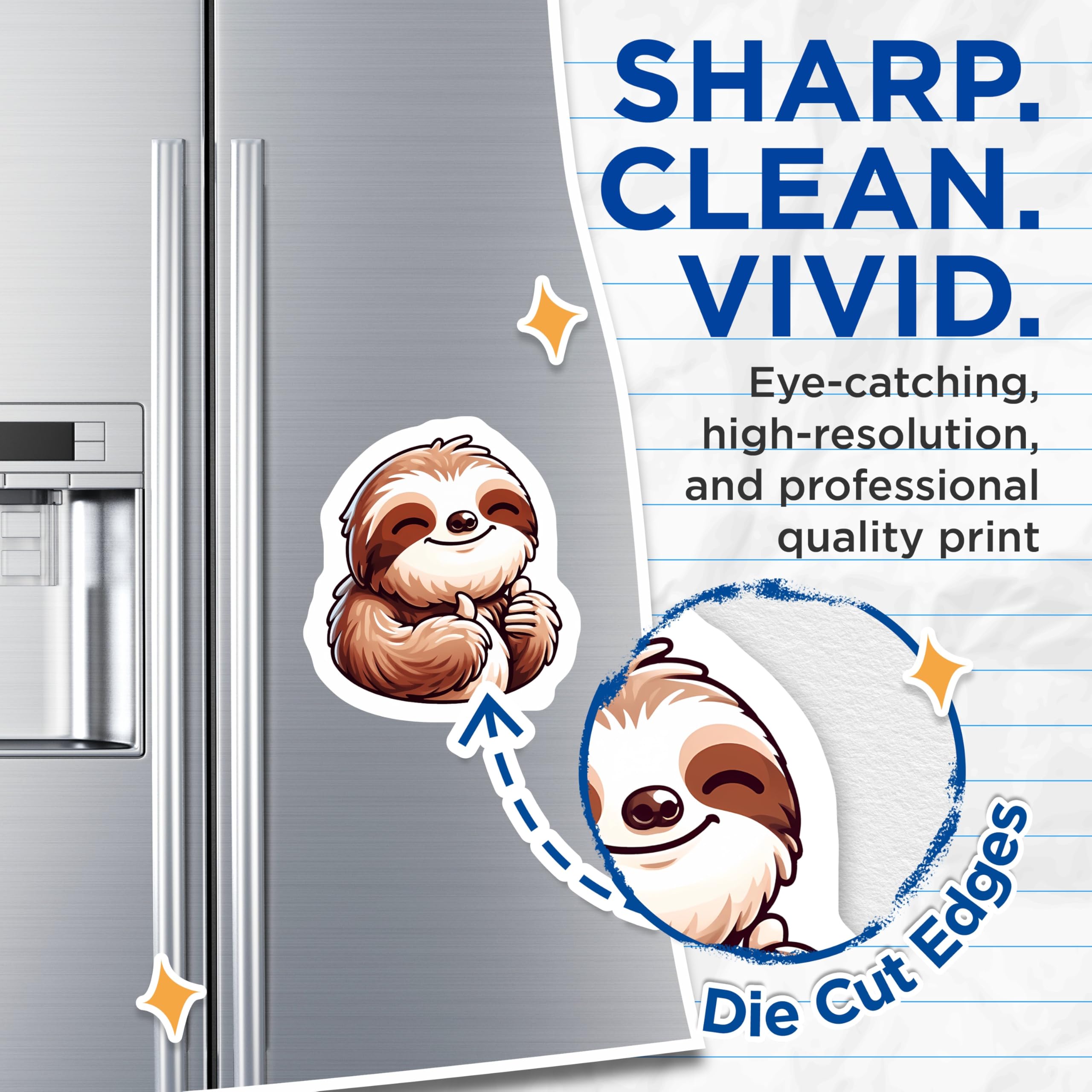 (2 Pack) Smiling Sloth Magnets - Positive Vibe Animal Refrigerator Decor - Cute Kawaii Thumbs Up Sloth Lover Collectible - 5 Inches On Longest Side - Thick Durable Magnet - Made in USA - MAG22817