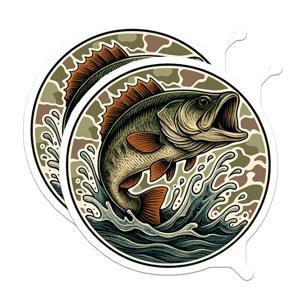 (2 Pack) Bass Fish Magnets - Fishing Enthusiast Decor - Lake Life Refrigerator Art - 5 Inches On Longest Side - Thick Durable Magnet - Made in USA - MAG19894