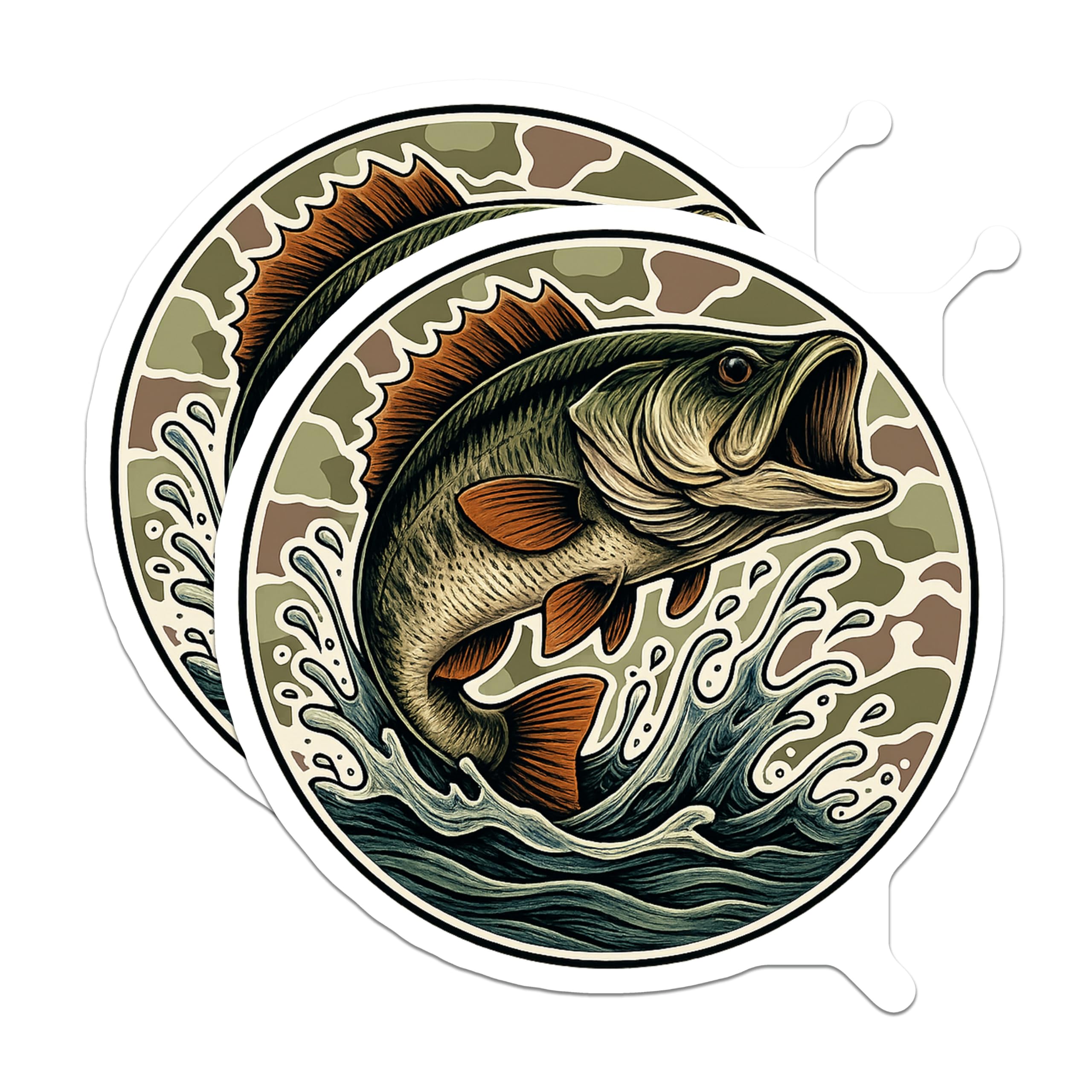 (2 Pack) Bass Fish Magnets - Fishing Enthusiast Decor - Lake Life Refrigerator Art - 5 Inches On Longest Side - Thick Durable Magnet - Made in USA - MAG19894