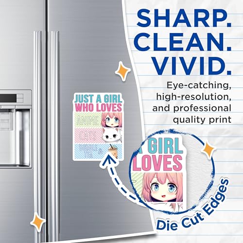 (2 Pack) Just a Girl Who Loves Anime Magnets - Cats - Bubble Tea - Cute Decor - 5" On Longest Side - for Cars, Fridges, Toolboxes - Made in USA - MAG7761