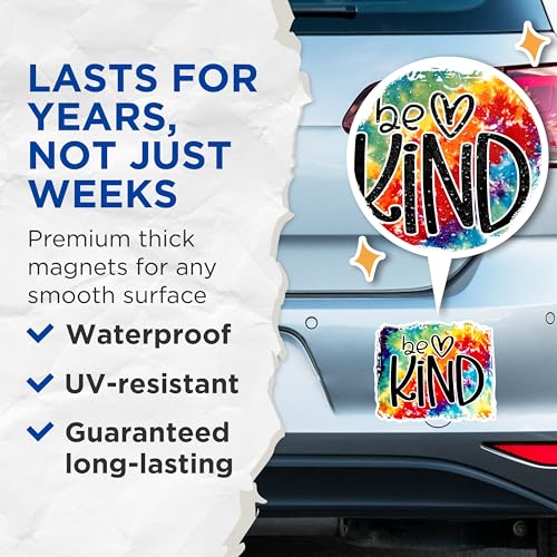 (2 Packs) Be Kind Magnets - Positive Inspiring Motivating Be Love Magnets - 5 Inches On Longest Side - Premium Magnet - for Fridges, Toolboxes, Cars - Made in USA - MAG2503