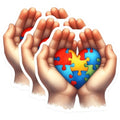 (3 Pack) Autism Awareness Decals - Puzzle Heart Hands - Laptop Decals- 3 Inches On Longest Side - Easy Peel & Apply - Made in USA - 3MCS5157