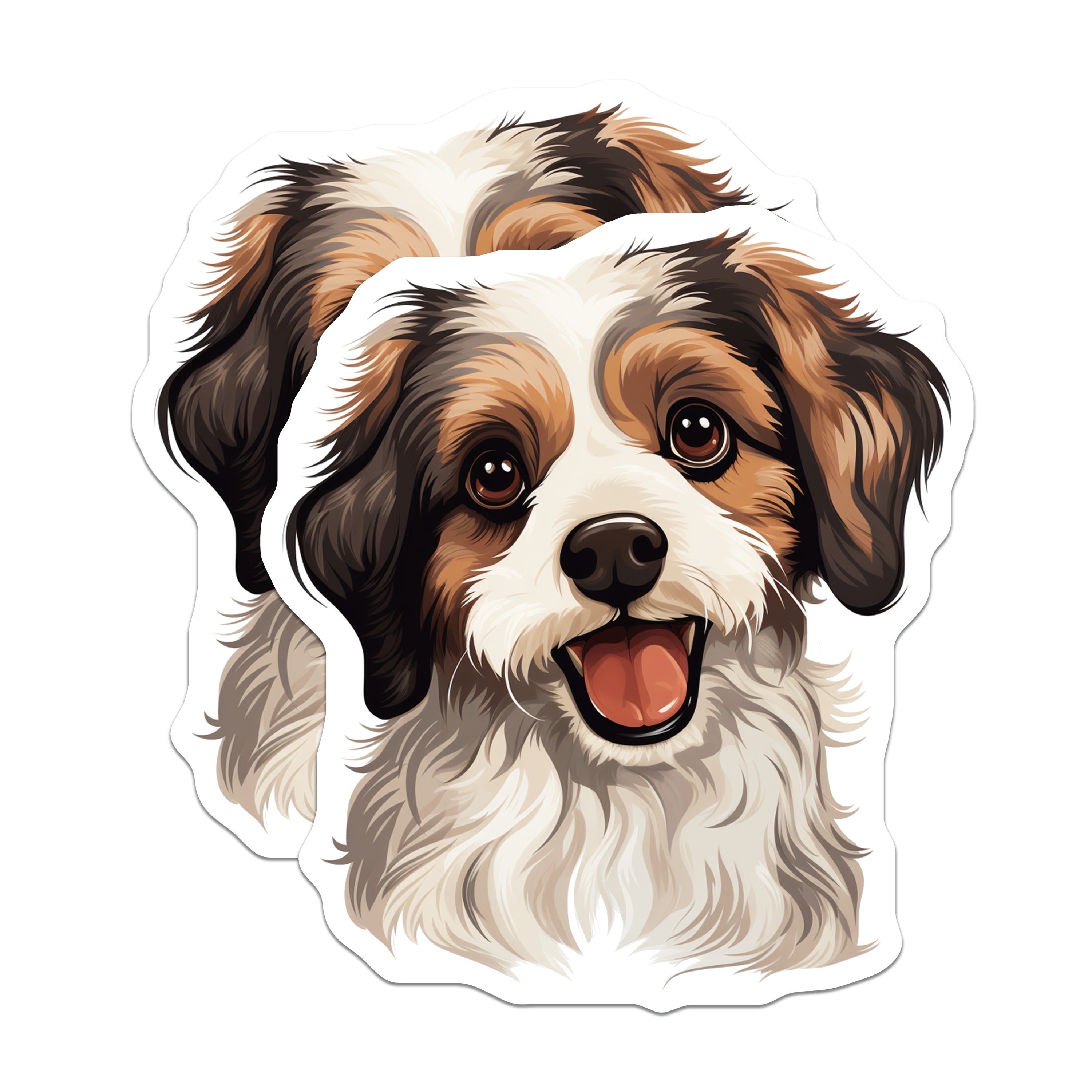 (2 Pack) Smiling Dog Magnets - Happy Puppy Face Decor - Pet Lover Refrigerator Accessory - Dog Mom Dad Home Art - 5 Inches On Longest Side - Thick Durable Magnet - Made in USA - MAG36782