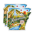 (2 Pack) Arkansas State Stickers - Illustrated Nature Scenery - Waterfall and Landscape Decals - 5" On Longest Side - Sticks to Smooth Flat Surfaces - Made in USA - BMCS6281
