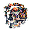 (2 Pack) Sugar Skull Magnets - Snake Floral Art - Dia de Los Muertos Decor - 5 Inches On Longest Side - Thick Durable Magnet - Made in USA - MAG21850