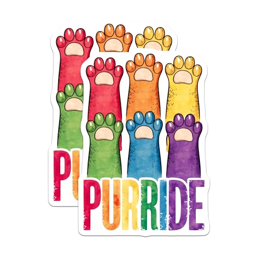 (2 Pack) Rainbow Cat Paws Magnet - 5" On Longest Side - Sticks to Smooth Flat Surfaces - Made in USA - MAG9541