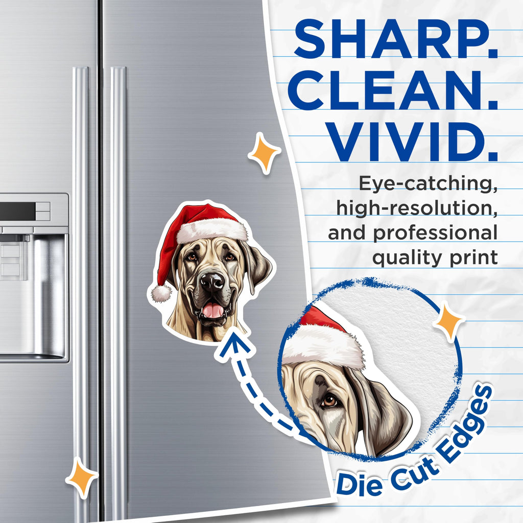 (2 Pack) Great Dane Santa Magnets - Christmas Dog Decor - Pet Lover Holiday Accents - 5 Inches On Longest Side - Thick Durable Magnet - Made in USA - MAG30014