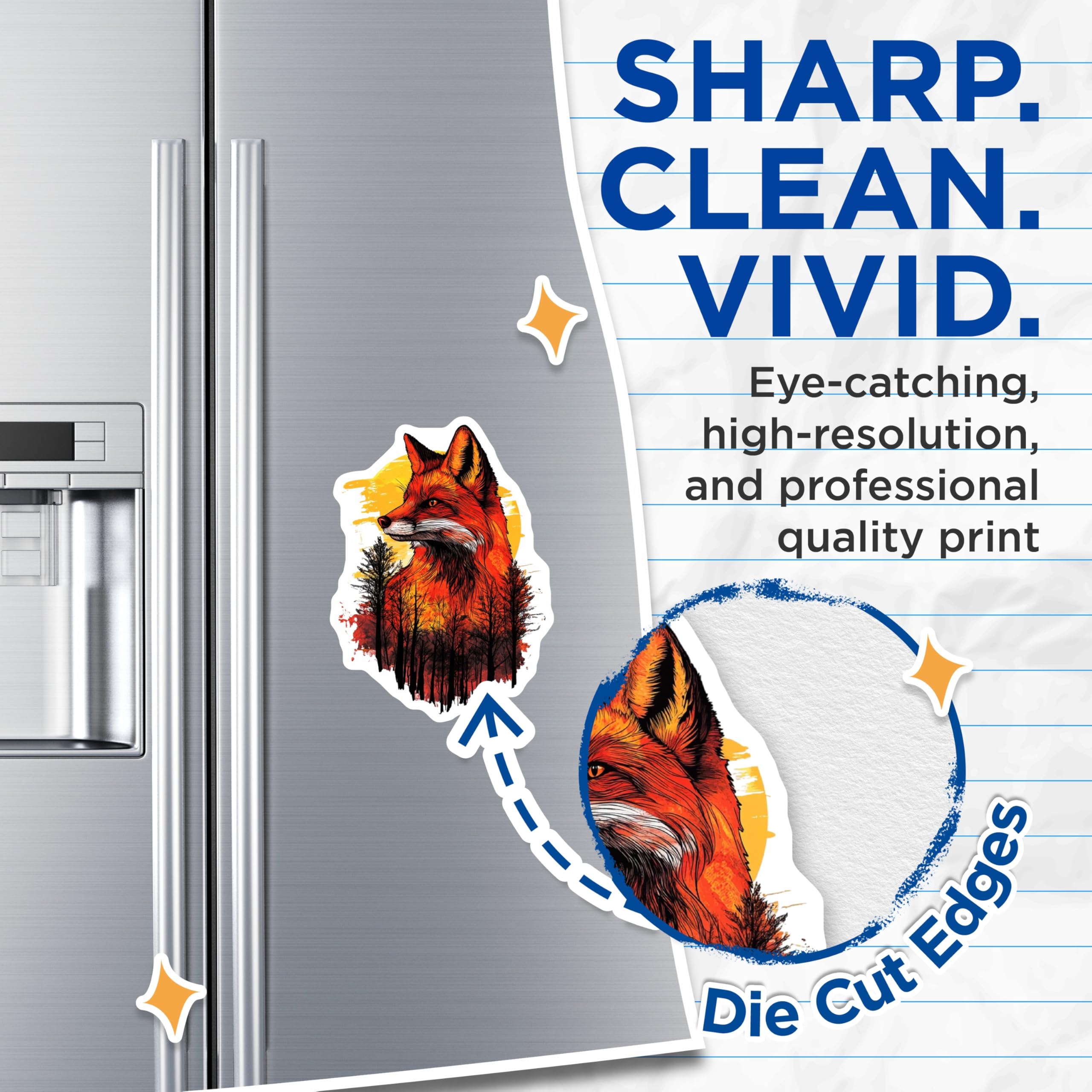 (2 Pack) Fox in Forest Magnets - Wildlife Art - Nature Lover Kitchen Decor - 5" On Longest Side - Premium Magnet - for Cars, Refrigerators, Toolboxes, Lockers - Made in USA - MAG16401