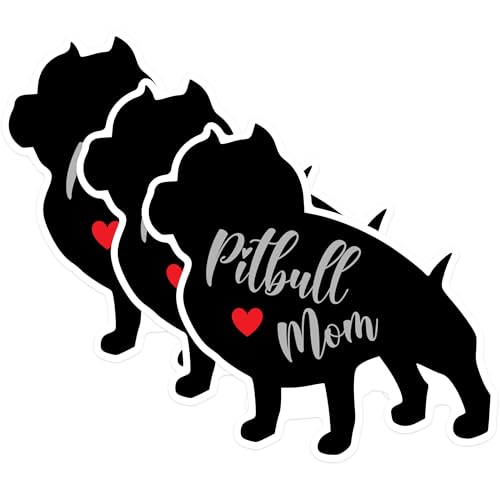 (3 Pack) Pitbull Mom Decals - Dog Lover - Laptop Decal - 3 Inches On Longest Side - Easy Peel & Apply - Made in USA - 3MCS1380