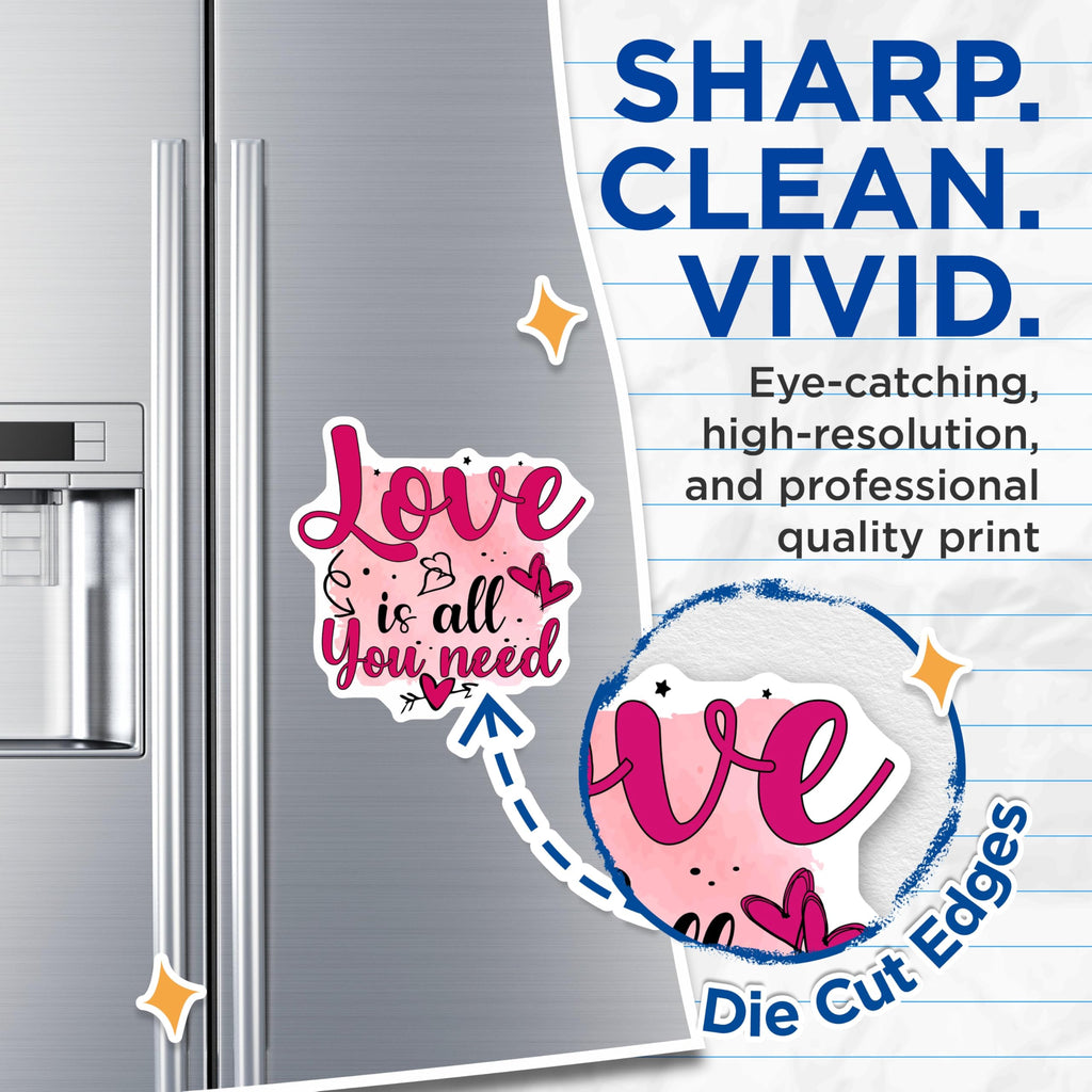 (2 Pack) Love is All You Need Magnets - Inspirational Quote Message - Romantic Valentine's Day Kitchen Decor - 5 Inches On Longest Side - Thick Durable Magnet - Made in USA - MAG22971