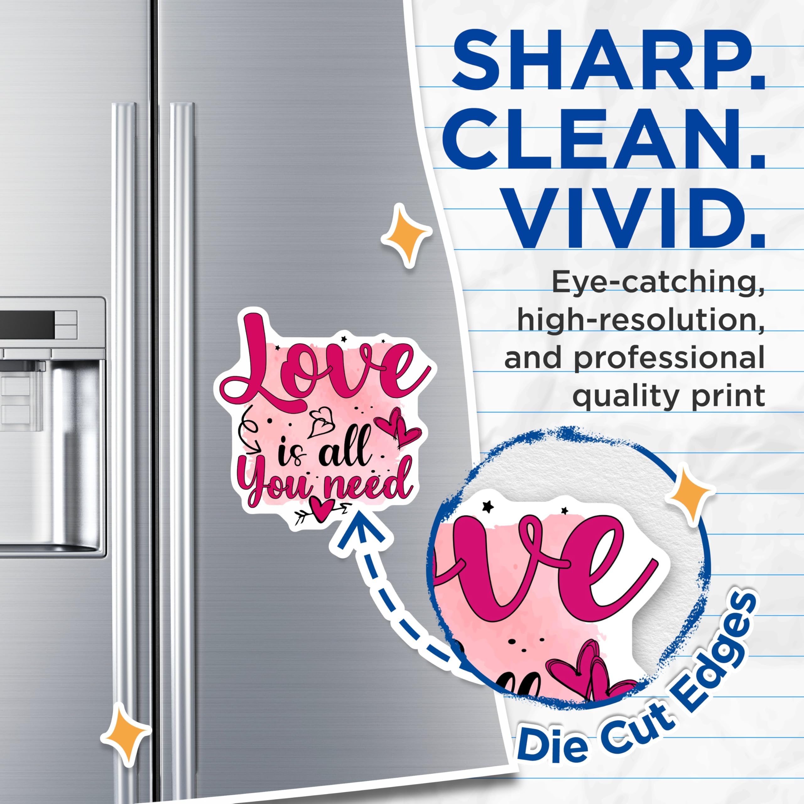 (2 Pack) Love is All You Need Magnets - Inspirational Quote Message - Romantic Valentine's Day Kitchen Decor - 5 Inches On Longest Side - Thick Durable Magnet - Made in USA - MAG22971