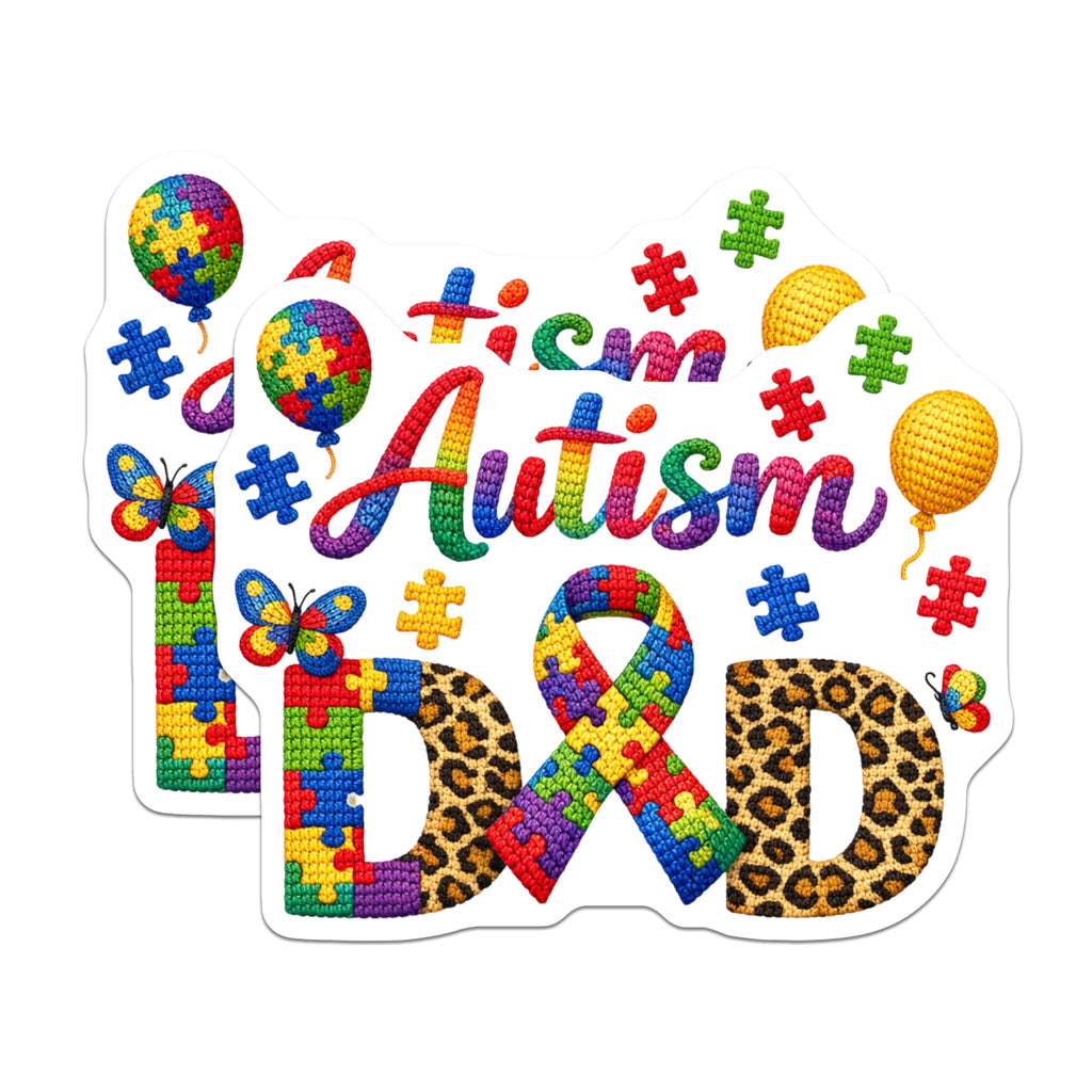 (2 Pack) Autism Dad Magnets - Neurodiversity Support - Puzzle Piece Rainbow Awareness - Special Father Advocacy - 5 Inches On Longest Side - Thick Durable Magnet - Made in USA - MAG22138