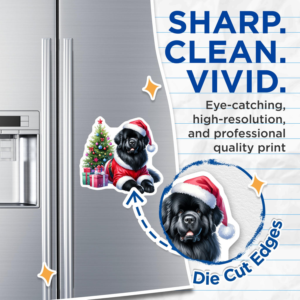 (2 Pack) Newfoundland Christmas Magnets - Santa Dog Decor - Holiday Pet Lover Fridge - 5 Inches On Longest Side - Thick Durable Magnet - Made in USA - MAG26394