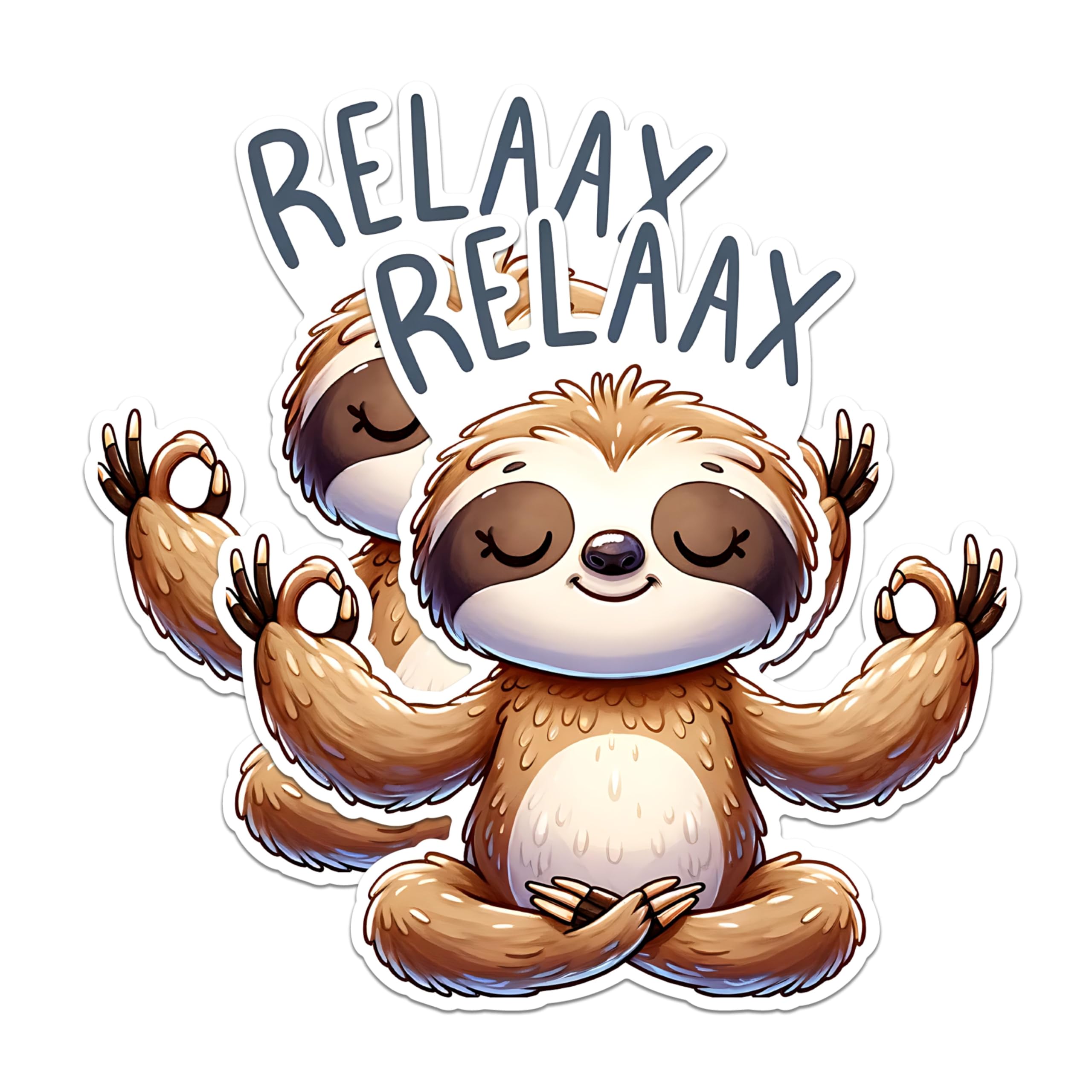 (2 Pack) Relax Sloth Meditation Magnets - Cute Sloth Magnets - Zen Animal Magnets- 5" On Longest Side - for Fridges, Toolboxes, Cars - Made in USA - MAG2731