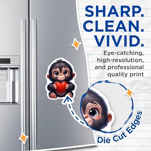 (2 Pack) Baby Gorilla Heart Magnets - Cute Animal Magnets - Adorable Fridge Magnets - 5" On Longest Side - for Cars, Fridges, Toolboxes - Made in USA - MAG3636