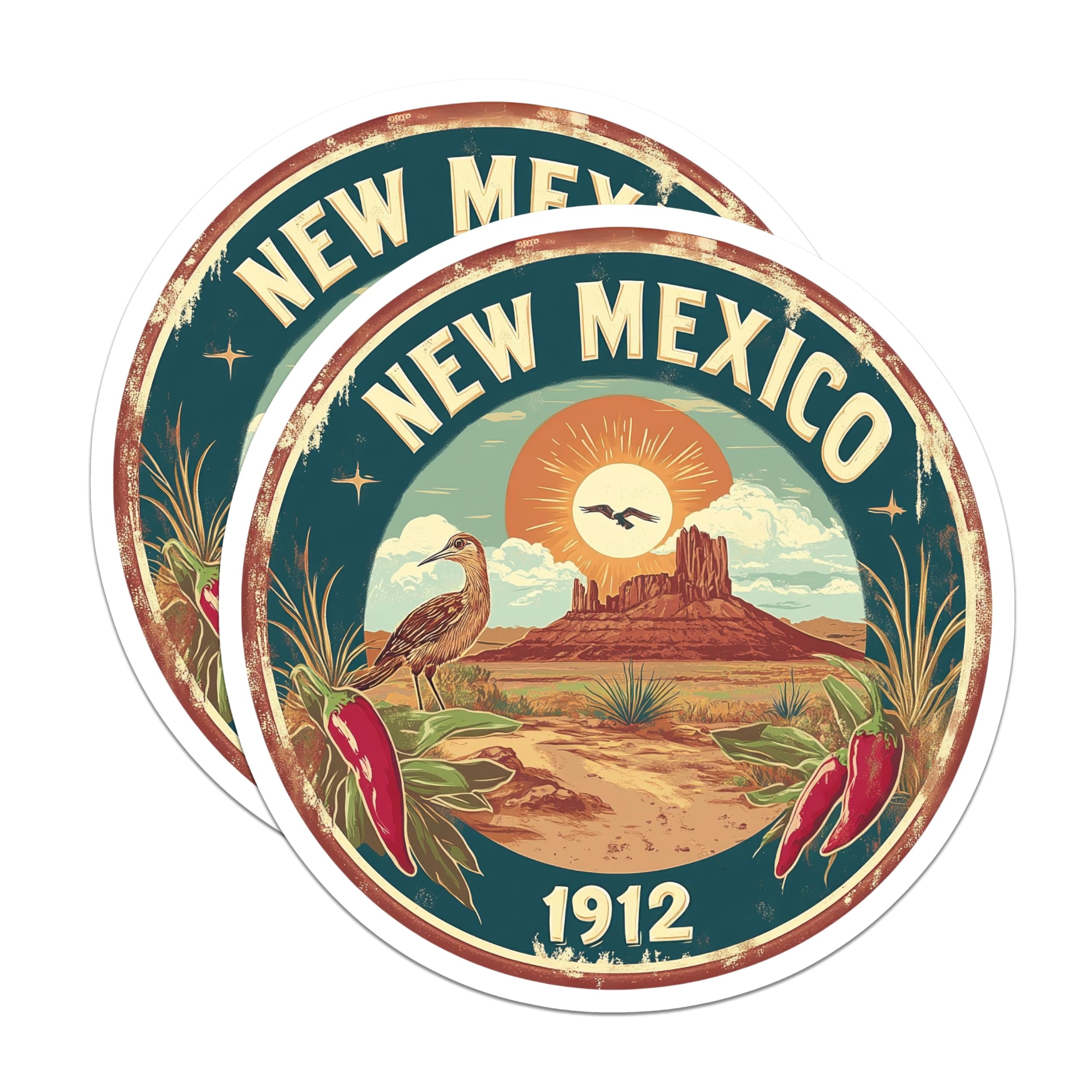 (2 Pack) New Mexico Magnets - Roadrunner and Chili - Southwest Souvenir Fridge Magnets - 5" On Longest Side - Premium Magnet - for Cars, Refrigerators, Toolboxes, Lockers - Made in USA - MAG14797