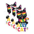 (3 Pack) Ally Cat Decals - Rainbow Scarf Cat - LGBTQ Pride Decal - 3 Inches On Longest Side - Easy Peel & Apply - Made in USA - 3MCS8305