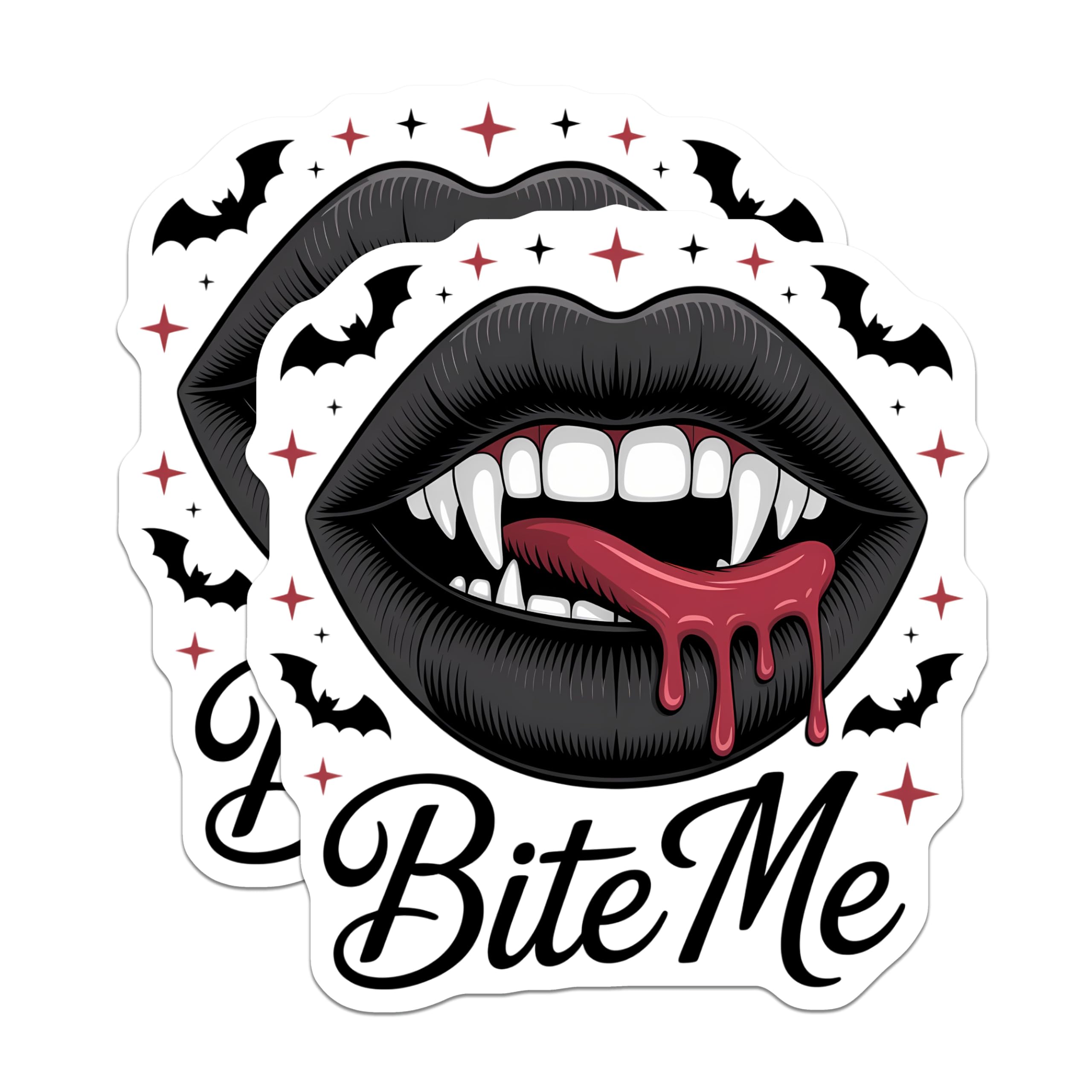 (2 Pack) Vampire Lips Magnets - Bite Me Fangs - Gothic Halloween Bat Decor - Spooky Kitchen Fridge Accessories - 5 Inches On Longest Side - Thick Durable Magnet - Made in USA - MAG22494