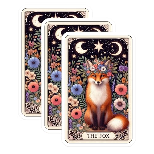 (3 Pack) Floral Fox Decals - Bohemian Animal Art - Laptop Decals - 3 Inches On Longest Side - Easy Peel & Apply - Made in USA - 3MCS4179