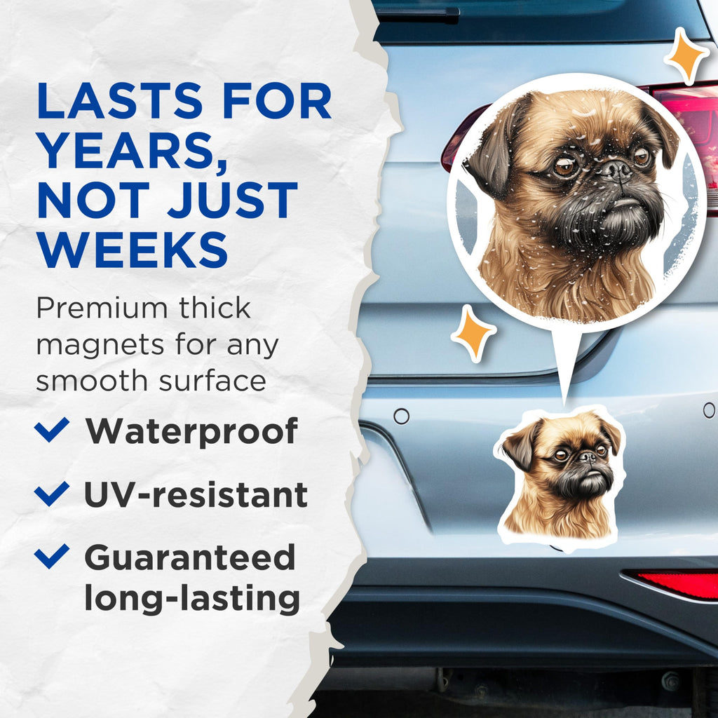 (2 Pack) Brussels Griffon Magnets - Dog Breed Art - Pet Lover Decor - Funny Dog Mom Dad Present - 5 Inches On Longest Side - Thick Durable Magnet - Made in USA - MAG30561