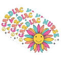 (3 Pack) Cardiac Nurse Decals - Retro Nurse Flower - Medical Decals - 3 Inches On Longest Side - Easy Peel & Apply - Made in USA - 3MCS7903